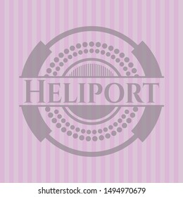 Heliport badge with pink background. Vector Illustration. Detailed.