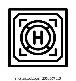 Heliport icon with style outline