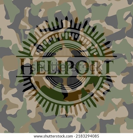 Heliport on camouflage pattern. Vector Illustration. Detailed. 
