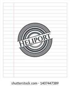Heliport pencil strokes emblem. Vector Illustration. Detailed.