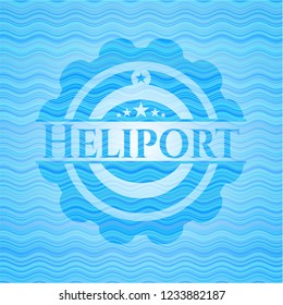 Heliport water concept style emblem.