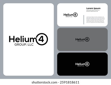 Helium 4 Group LLC sleek black and white modern business logo for corporate branding identity