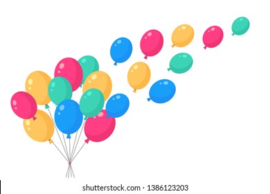 Helium air balloon, balls isolated on background. Happy birthday, party concept. Vector flat design