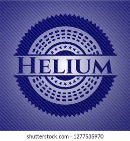 Helium badge with denim background