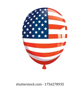 helium balloon with american flag on white background, usa festival decoration vector illustration design
