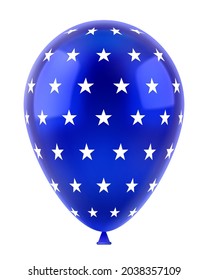 Helium balloon blue color with stars, flag of America. USA. American symbol. Independence Day, 4th of July. Uncle Sam. 3D realistic vector illustration, isolated on white background.