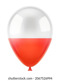 Helium balloon with the flag of Poland. 3D realistic vector illustration, isolated on white background.
