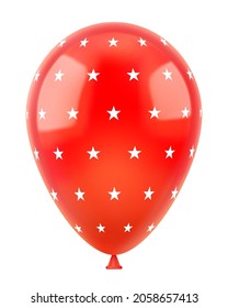 Helium balloon red color with stars, flag of America. USA. American symbol. Independence Day, 4th of July. Uncle Sam. 3D realistic vector illustration, isolated on white background.