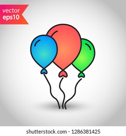 Helium balloon vector sign. Balloons icon. Air ball flat symbol. EPS 10