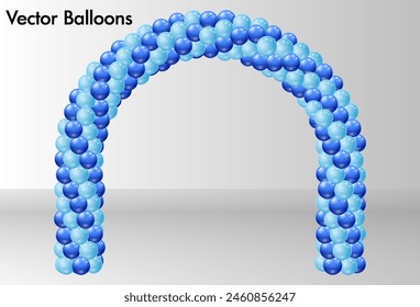 Helium balloons, bunch, arches and garlands isolated set. Multicolored decoration for holidays, store grand opening ceremony