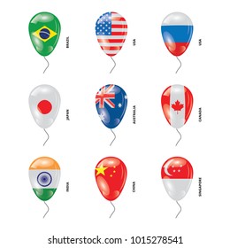 Helium Balloons with countires flags