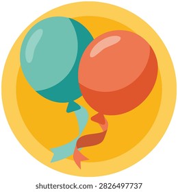 Helium balloons floating block and flat style icon vector illustration design