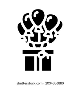 helium balloons gift glyph icon vector. helium balloons gift sign. isolated contour symbol black illustration