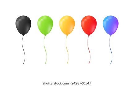 Helium balloons icon set. Flat style. Vector icons