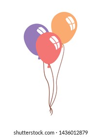 helium balloons on white background