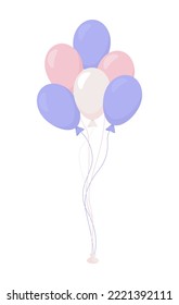 Helium balloons semi flat color vector object. Editable element. Full sized item on white. Birthday party decoration simple cartoon style illustration for web graphic design and animation