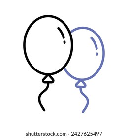Helium balloons vector design, balloons for birthday and party, flying balloons with rope, party decorations