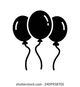Helium balloons vector design, bunch of balloons for birthday and party, flying balloons with rope, party decorations