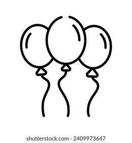 Helium balloons vector design, bunch of balloons for birthday and party, flying balloons with rope, party decorations