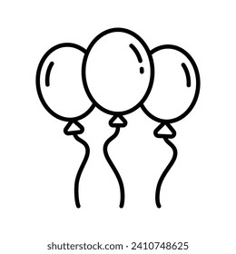Helium balloons vector design, bunch of balloons for birthday and party, flying balloons with rope, party decorations