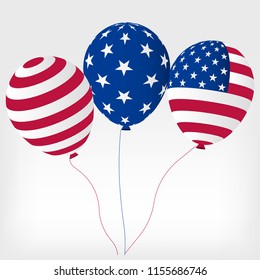 Helium balls with symbols of the United States of America, decorations for holidays america, Patriot' day or Labor Day