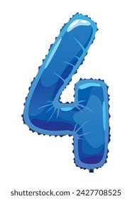 Helium blue balloons number. Realistic design element, numeral character. Party decoration balloon or anniversary sign. Vector glossy decorative digit illustration