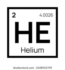 Helium chemical element of the periodic table. Vector isolated symbol He