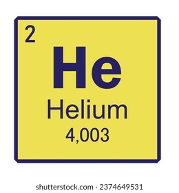 Helium Chemical Element Symbol Vector Image Illustration Isolated on White Background