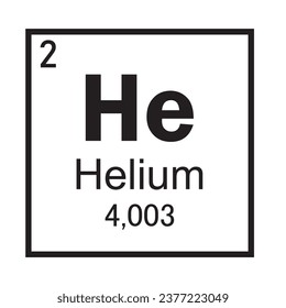 Symbol für Helium-chemisches Element Vektorbild-Illustration einzeln auf weißem Hintergrund