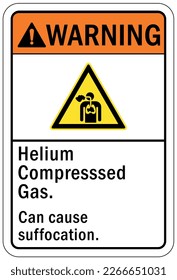 Helium chemical hazard sign and labels