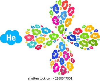 Helium cloud icon multicolored rotation flower with 4 petals composition. Element flower with 4 petals designed from random helium cloud symbols. Vector flower icon collage in flat style.