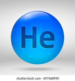 Helium - element of the periodic table. Vector 3D glossy drop pill capsule icon