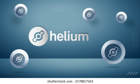 Helium (HNT) cryptocurrency background. Block chain based fintech virtual money concept crypto logo vector illustration template.