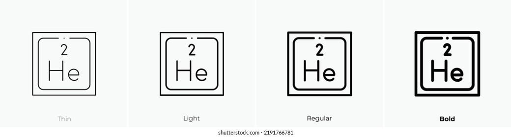 Helium Icon. Thin, Light Regular And Bold Style Design Isolated On White Background