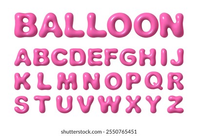 Helium inflatable balloons in form of letters of alphabet, festivity and celebration mood. Vector 3D realistic effect, decoration for party or special event, decor for having fun indoors