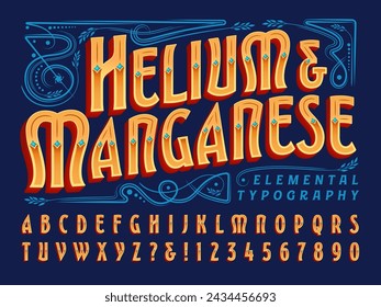 Helium and Manganese is a vintage style ornate alphabet in a victorian and western style, with influences of Argentine Fileteado lettering.