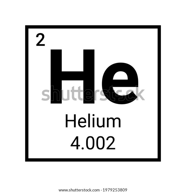 Helium periodic table element chemistry symbol.\
Vector helium atom gas\
icon