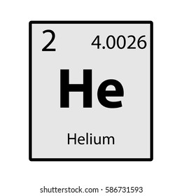 Helium periodic table element gray icon on white background vector
