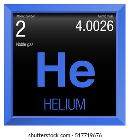 Helium symbol. Element number 2 of the Periodic Table of the Elements - Chemistry - Blue square frame with black background