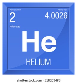 Helium symbol. Element number 2 of the Periodic Table of the Elements - Chemistry - Square frame with blue background