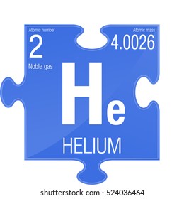 Helium symbol. Element number 2 of the Periodic Table of the Elements - Chemistry - Puzzle piece with blue background