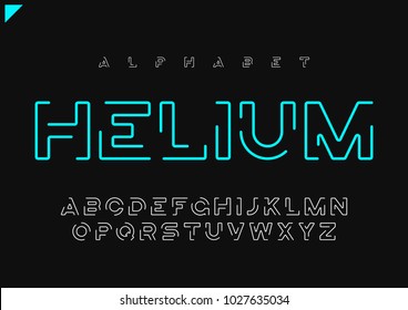 Helium Vector Minimalist Futuristic Linear Alphabet, Typeface, Letters, Font, Typography. Global Swatches.