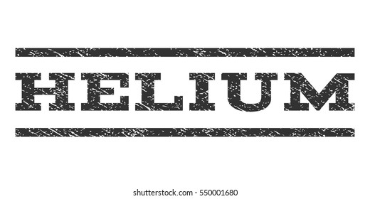 Helium watermark stamp. Text caption between horizontal parallel lines with grunge design style. Rubber seal gray stamp with dust texture. Vector ink imprint on a white background.