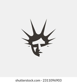 Helius negative space head simple logo with vintage designs