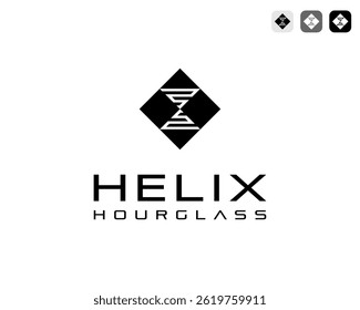 Helix DNA Genetic With Hourglass Time Abstract Modern Symbol Vector Logo Design Illustration