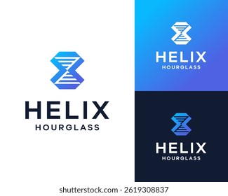 Helix DNA With Hourglass Abstract Modern For Medical Technology Vector Logo Design Illustration
