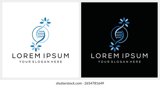 Diseño de logotipo de ADN de hélice, Vector gráfico de salud de la hoja