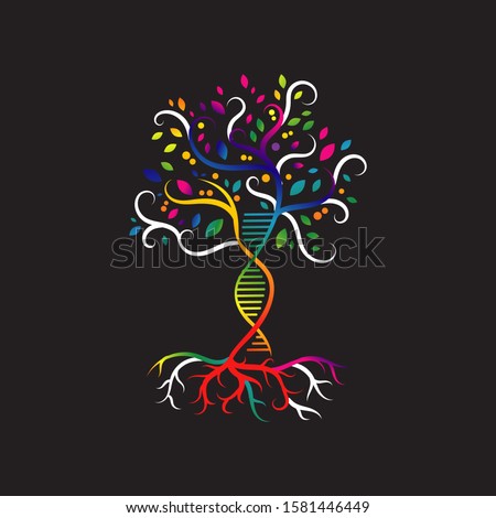 helix dna tree logo design vector icon. simple sign nature DNA strand icon