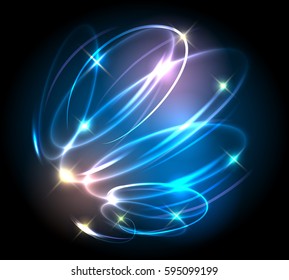 Helix lighted lines abstract effects. Motion speed light exposure vector illustration