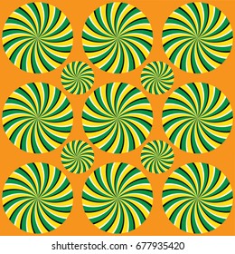 Helix rotation rays. Fascinating optical illusion - the concentrically  circles are moving somehow. Swirling radial background